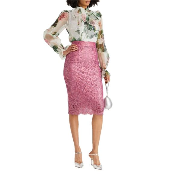 NWT Dolce & Gabbana Lace Knee Sheath Brocade Midi Pencil Skirt IT 38 US XS - Picture 2 of 11